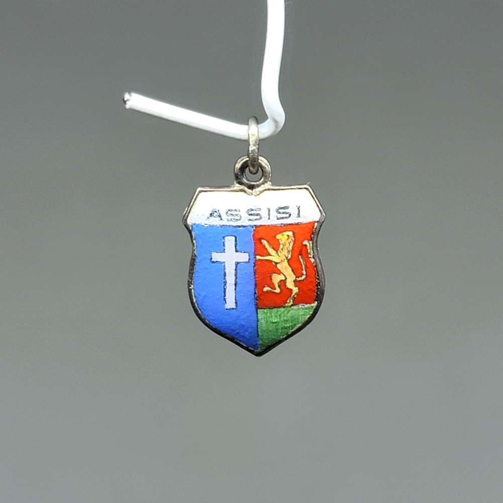 Assisi Enameled Travel Shield Silver Charm By Reu